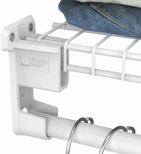 Vista 3 de ClosetMaid 6609 SuperSlide Soporte de pared para estante y barra colgante, color blanco