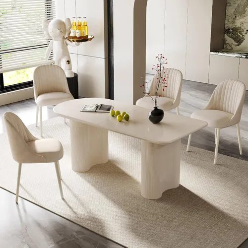 Vista 13 de Mesa de comedor de 55.11 pulgadas para 4-6 personas, mesa de comedor rectangular, mesas de comedor modernas para cocina, sala de estar, mesas