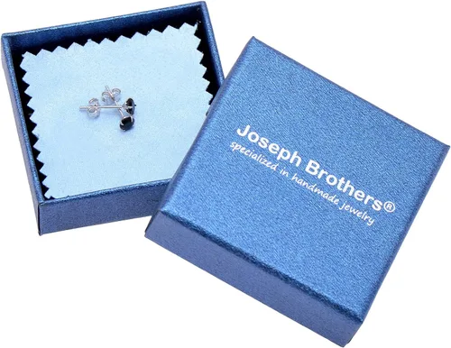 Vista 6 de Aretes de plata de ley con circonita cúbica de 0.197 in para hombre, color negro obsidiana