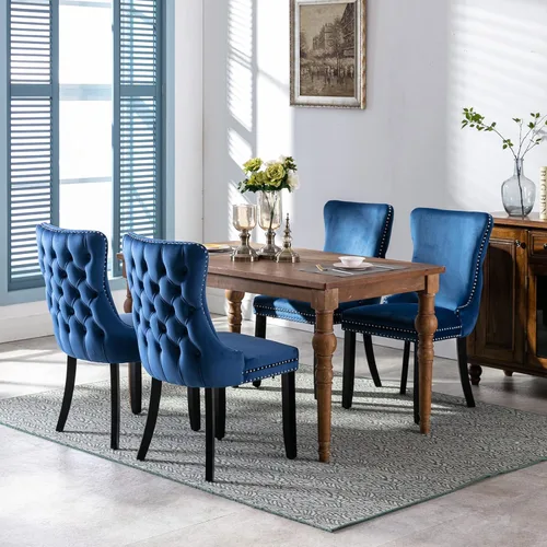 Vista 106 de ODUSE-DAILY - Juego de 2 sillas de cocina y comedor de terciopelo beige, con capitoné, tapizadas en terciopelo, estructura de madera maciza