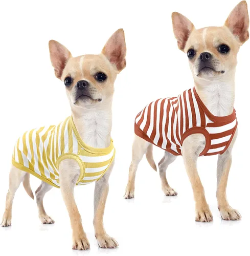 Vista 7 de Camisa para perro, ropa a rayas para perro, chalecos elásticos de algodón suave para perros pequeños, medianos y grandes, ropa para cachorros, ropa