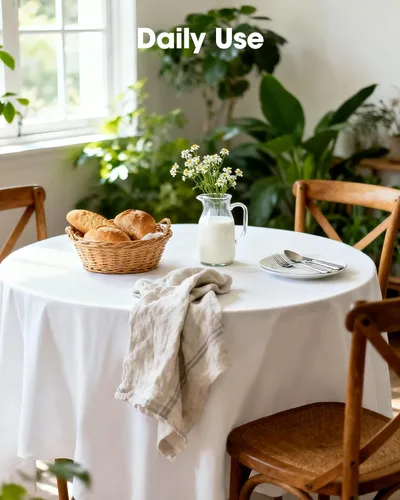 Vista 9 de Pureegg - Juego de 10 manteles de plástico desechables redondos de 84 pulgadas, para fiestas, picnics, bodas, manteles decorativos, redondos, Blanco