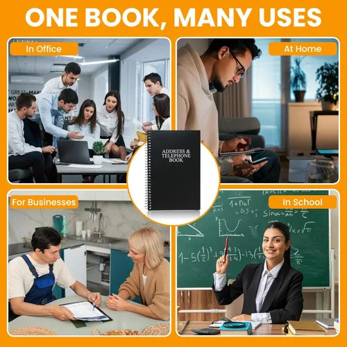 Vista 6 de Iconikal Libreta de direcciones y teléfono, negro, paquete de 2
