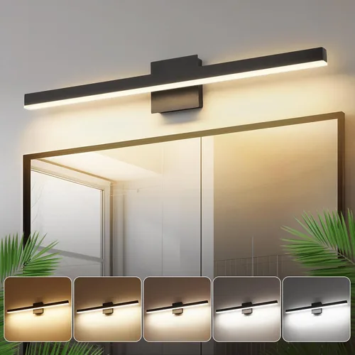 Vista 9 de Joossnwell Accesorios de Iluminación para Baño Níquel Cepillado Barra de Luces de Tocador 5cct Regulable Moderna Accesorio de Iluminación de Baño