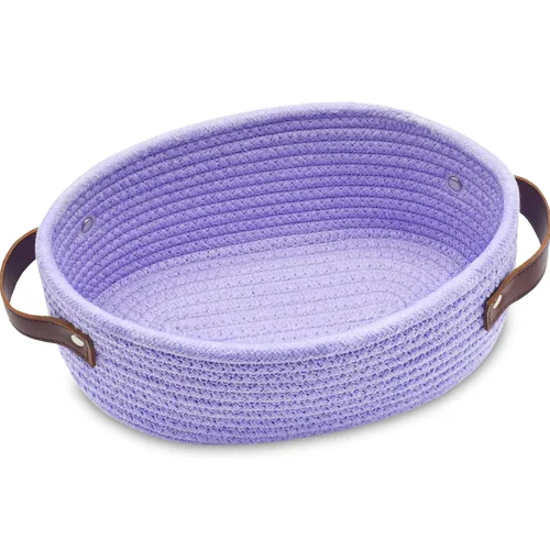 Vista 12 de ABenkle Cesta tejida pequeña, mini cesta de almacenamiento de cuerda de algodón, pequeña canasta de Pascua, cesta de estante, canasta decorativa