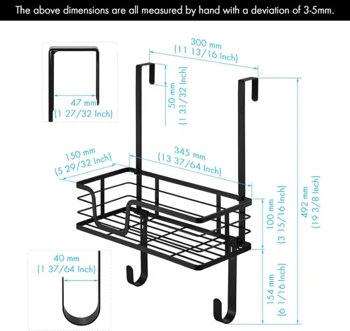 Vista 6 de KES HIR500B-BK - Soporte para tabla de planchar sobre la puerta, soporte para tabla de planchar en forma de T, soporte de hierro para 1 3/4 puertas