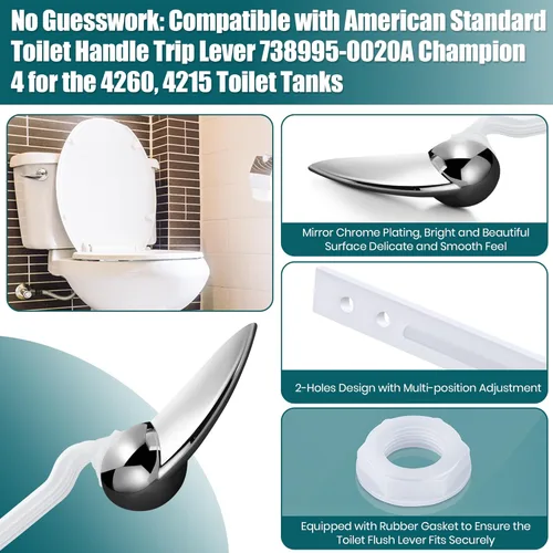 Vista 3 de Enhon Kit de repuesto universal de mango de inodoro compatible con el estándar americano 738995-0020A Champion4, piezas de manija de inodoro