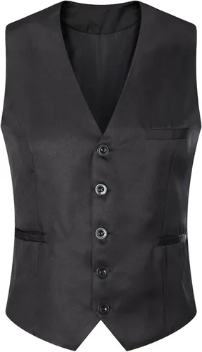 Vista 4 de AOYOG - Chaleco formal de negocios de hombres para traje o esmoquin