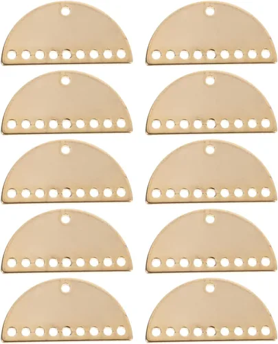 10pcs Blank Stamping Tag Pendants Charms Metal Flat Half Circle Disc Pendant Beads Jewelry Making Supplies with Hole for DIY Craft Bracelets Decor