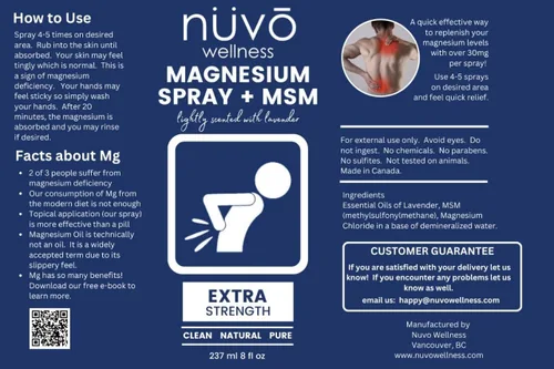 Vista 9 de Spray de aceite de magnesio con MSM - Rocíalo con magnesio - Fórmula transdérmica de acción rápida para relajar los músculos - Ligeramente perfumado