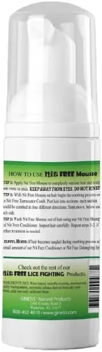 Vista 8 de Nit Free Kit profesional de piojos - Kit de 3 pasos Mousse 4oz, champú 8oz profesional acero inoxidable Terminator Comb