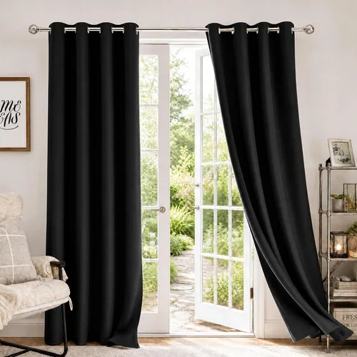 Vista 60 de HOMEIDEAS – Cortinas opacas de 52 x 84 pulgadas de largo, 2 paneles de cortinas para oscurecer la habitación, térmicas, insonorizadas, con ojales