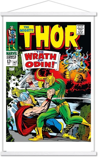 Vista 17 de Trends International Marvel Comics Loki - Póster de pared Thor #147, 22.4 pulgadas de largo x 14.7 pulgadas, versión enmarcada en madera de granero