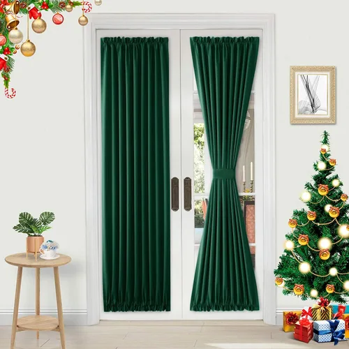 Vista 28 de DWCN Cortinas para Puertas Francesas – Cortinas opacas térmicas con bolsillo para barra para puertas con ventana de cristal, puertas de cocina