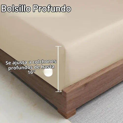 Vista 5 de Paquete de 2 sábanas bajeras de enfriamiento de viscosa de bambú tamaño individual solo Beige