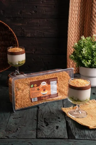 Vista 9 de GOURMO Kadayif triturado y horneado 200 g (7.1 oz), Masa de fillo rallada Kataifi para barras de chocolate Dubai, Kunafa, Knafeh