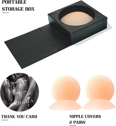 Vista 6 de Cubierta de pezón ultrafina 2 pares fundas adhesivas de silicona para pezón para mujer reutilizables pastelitos pegajosos