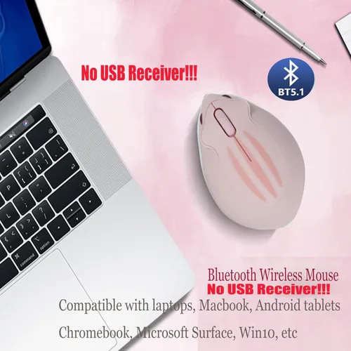 Vista 2 de Ratón Bluetooth, mouse inalámbrico con forma de hámster de animal lindo, mouse ergonómico inalámbrico con regalo, 1 clip de cable