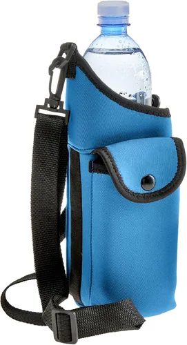 Smooth Trip AquaPockets - Soporte para botella de agua, bolsa aislante de neopreno con bolsa para teléfono y correa ajustable para caminar y