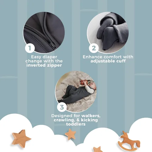 Vista 4 de Nyte Nyte Baby - Sleeveless Soft Baby & Toddler Sleeping Sack, Breathable with Adjustable Feet Cuffs & Anti-Slip Grip