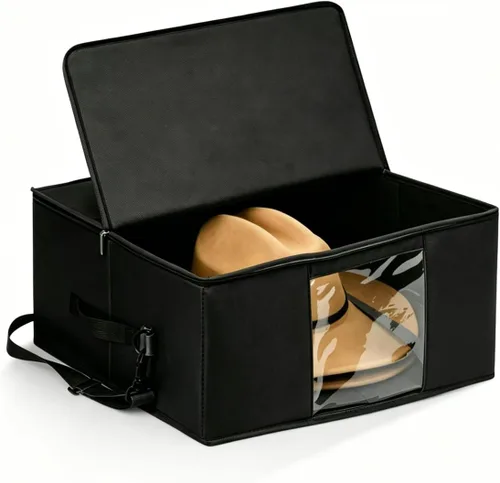 Caja de almacenamiento para sombreros de vaquero, soporte resistente a prueba de aplastamiento, a prueba de polvo, apilable, funda de viaje premium