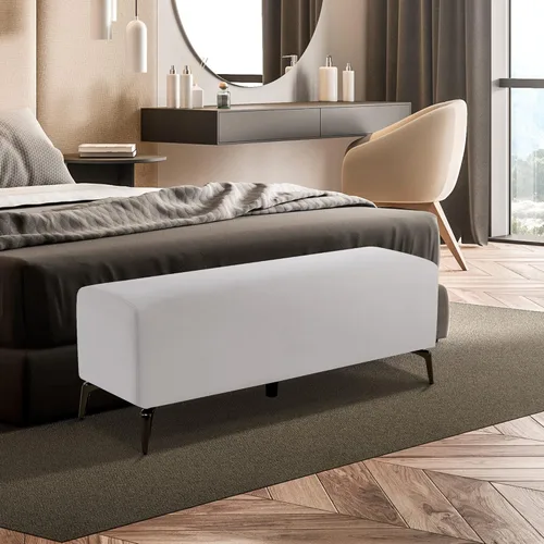 Vista 2 de BarberPub Banco de recepción, asiento de piel sintética para sala de espera para salón, vestíbulo de oficina y entrada, banco de invitados sin