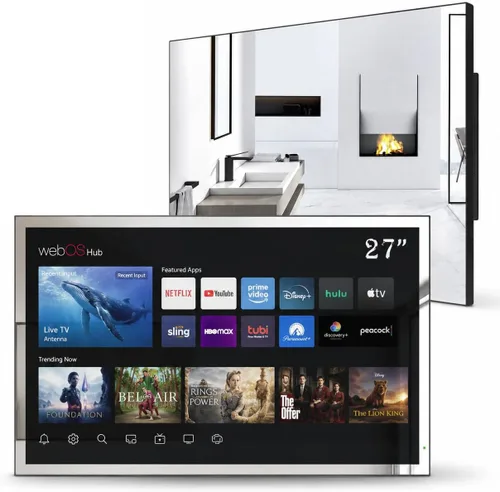 Vista 10 de Espejo inteligente de 22 pulgadas LED TV IP65 impermeable con control de voz ATSC DTV sintonizador, WiFi y Bluetooth, baño de lujo, espejo de hotel