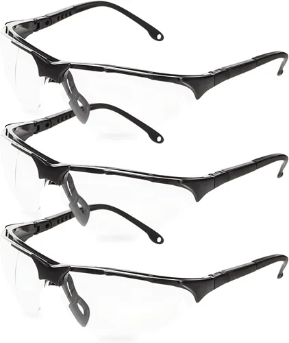 Gafas de seguridad antivaho paquete de 3, transparentes, policarbonato, resistentes a los impactos, sobre lentes, ajuste universal, unisex, adulto,