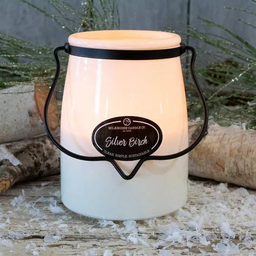 Vista 2 de Milkhouse Candle Company - Silver Birch - Colección Creamery - Velas de soja con mecha de algodón de 22 onzas con cera de abejas - Largo tiempo