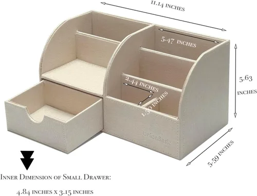 Vista 98 de UnionBasic Organizador de escritorio - Caja de almacenamiento multifuncional de cuero para escritorio con soporte para bolígrafos - Para tarjetas