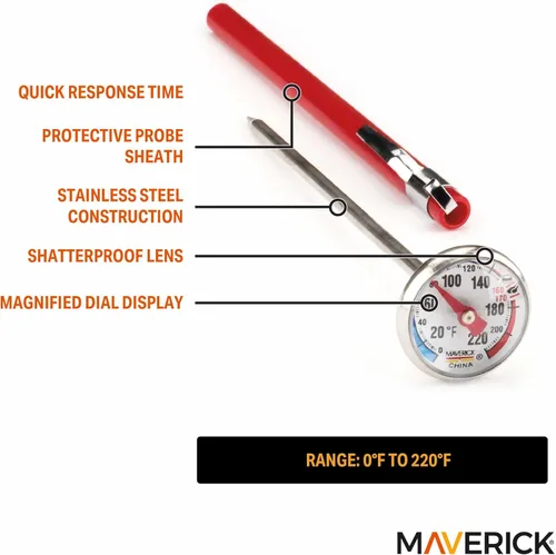 Vista 2 de Maverick Housewares IRT-01 Redi-Chek - Termómetro profesional de lectura instantánea de 1 pulgada, color plateado