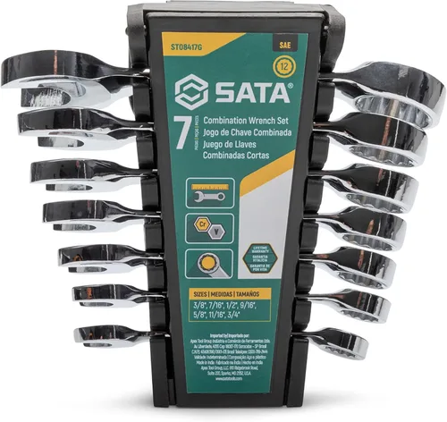 Vista 9 de SATA Juego de llaves combinadas de 15 piezas de 12 puntos Tamaños SAE de 1/4 a 1 pulgada Carga fuera de esquina ST08411G