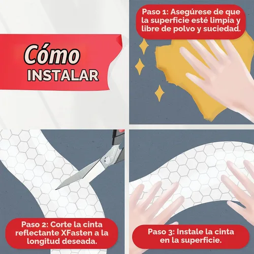 Vista 7 de XFasten Cinta reflectante, rojo y blanco, 2 pulgadas por 5 yardas, alta intensidad, cinta de seguridad DOT-C2, impermeable, reflector de remolque