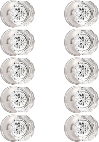 Vista 20 de Orger Paquete de 6 pomos de puerta de privacidad, manijas de puerta de vidrio transparente con acabado de níquel satinado, manijas de puerta