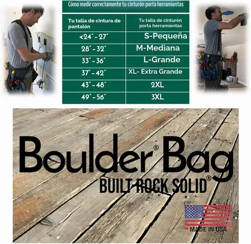 Vista 6 de BOULDER BAG - Cinturón profesional para electricistas MAX Combo con soporte trasero cómodo, hebilla de cinturón de cuero, cinturón de trabajo Negro