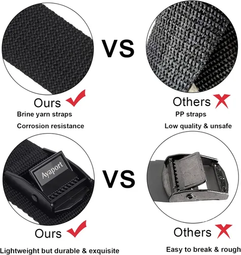 Vista 6 de Ayaport Correas de amarre con hebillas ajustables con hebilla de leva de amarre correa de cincha para embalaje negro, paquete de 4