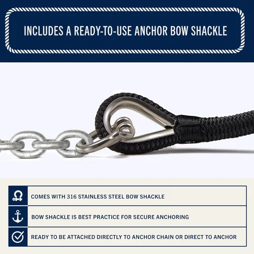 Vista 7 de RainierSupplyCo Cuerda de anclaje para barco - Línea de anclaje de cuerda marina trenzada doble - 100/150 / 200/300 pies de línea de navegación