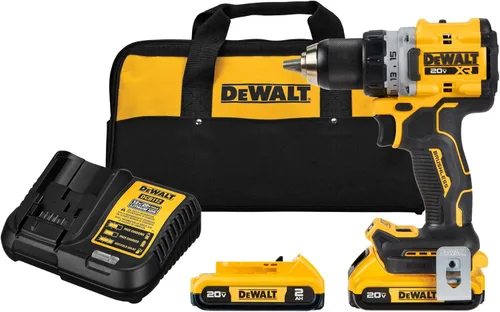 DEWALT Kit de taladro/destornillador inalámbrico MAX XR de 20 V, sin escobillas, compacto, con 2 baterías y cargador (DCD800D2)