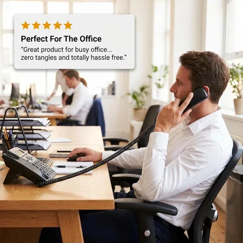Vista 6 de iSoHo Phones: Cable de teléfono para teléfono fijo – sin problemas, cable de línea terrestre rizado para teléfono – Fácil de usar + excelente