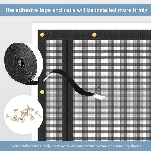 Vista 8 de QWR Puerta Mosquitera Mejorada para Mascotas que se Adapta a Tamaño de Abertura de Puerta de Hasta 30"x80", Puerta de Malla Resistente a Prueba