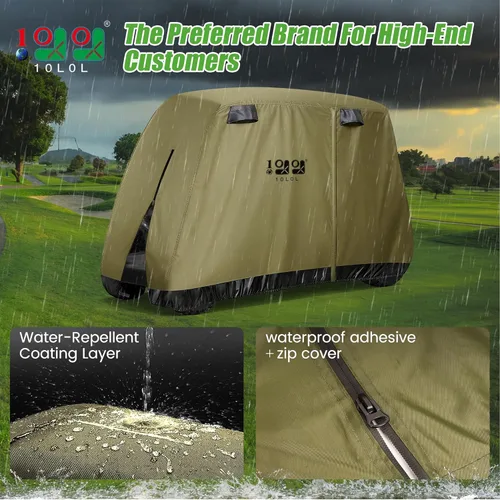 Vista 2 de 10L0L Funda para carrito de golf de 4 pasajeros se adapta a EZGO, Club Car, Yamaha, 400D, impermeable, resistente al viento, resistente al sol