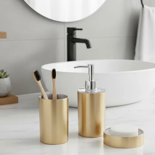 Vista 5 de Dispensador de jabón de manos y loción de baño dorado cepillado 12 onzas líquidas