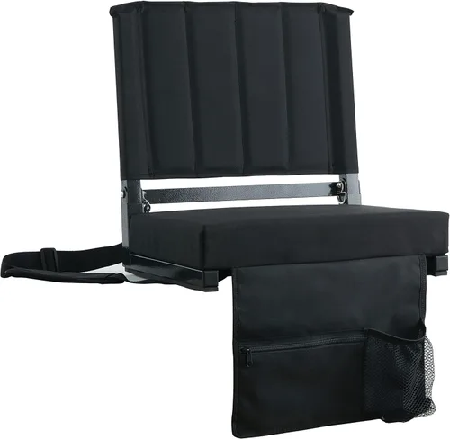 SPORT BEATS - Asiento para gradas de estadio con soporte trasero y cojín, incluye correa para el hombro y portavasos
