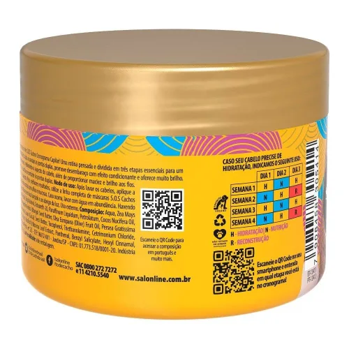 Vista 3 de Salon Line - Linha SOS Cachos (Cronograma Capilar) - Mascara de Hidratacao 300 Gr - (SOS Curls (Capillary Schedule) - Moisturizing Mask Net 17.63 Oz)