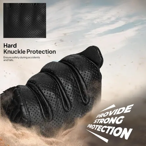Vista 6 de Ultimate Motorcycle Gloves for Men & Women Touchscreen Compatible Riding Gloves with Premium Leather, Touch Screen and Palm Pad Protection