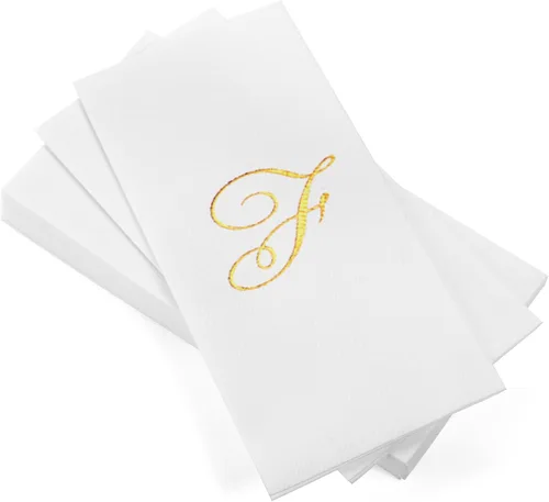 Vista 53 de AH AMERICAN HOMESTEAD Servilletas desechables – Servilletas doradas con monograma para invitados, servilletas acolchadas como tela para baño