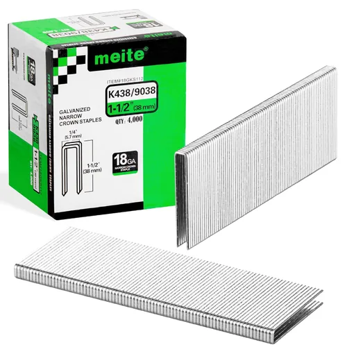 Vista 19 de meite Grapas de corona estrecha de calibre 18 de 1/4 de pulgada, grapas de tapicería galvanizadas resistentes de 1 pulgada de longitud