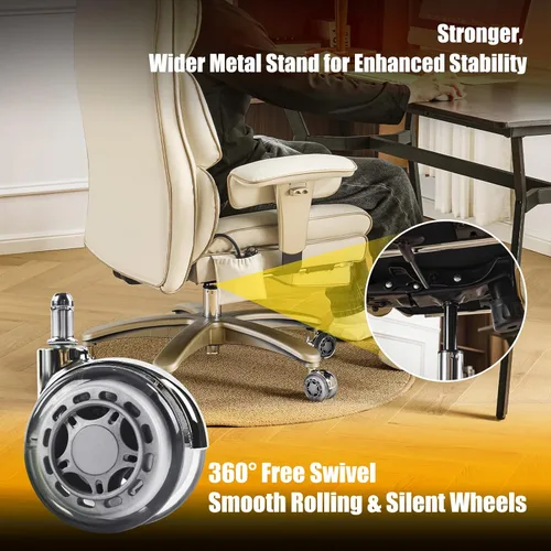 Vista 6 de Silla de Oficina de Cuero con Reposapiés, Silla de Oficina Ejecutiva de Respaldo Alto con Soporte Lumbar Ajustable, Silla de Escritorio de Lujo