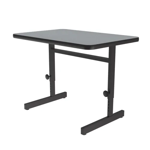 Correll Escritorio para computadora de 24 x 48 pulgadas, altura ajustable (21 a 29 pulgadas), parte superior laminada de granito gris de alta