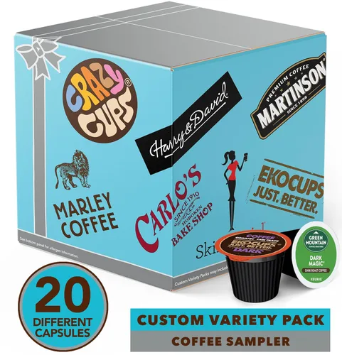 Vista 2 de Crazy Cups Paquete variado de café personalizado, tazas individuales para cafeteras Keurig K Cup, variedad, 20
